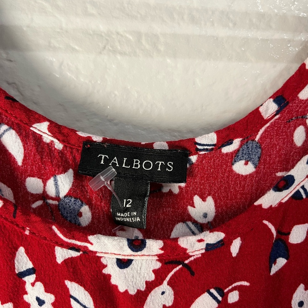 TALBOTS Women’s FLORAL CREPE TIERED Midi DRESS Sleeveless Sz 12 Summer Chic - Picture 3 of 10